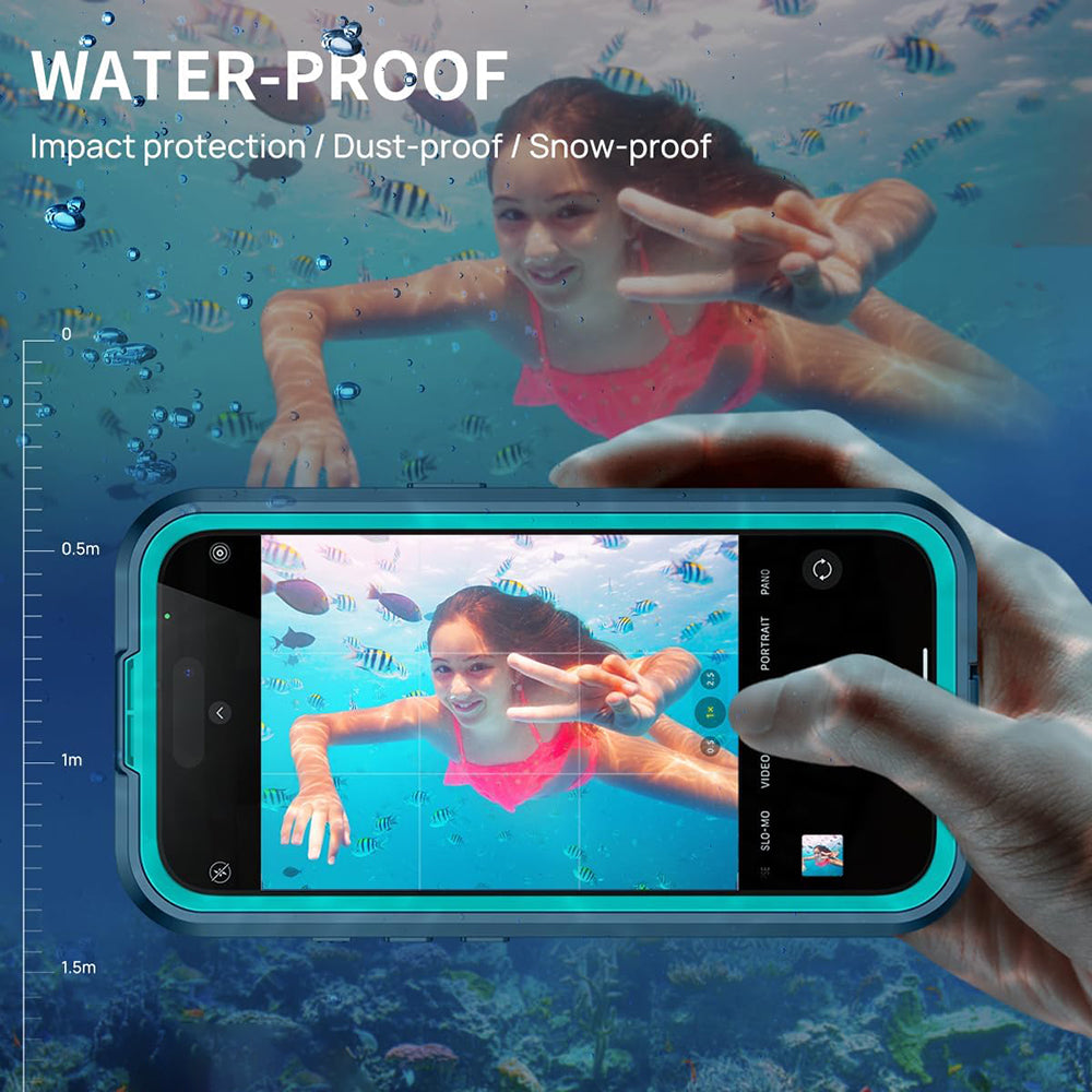 Waterproof hoesje voor Apple iPhone 16, ShellBox, Carbon, Zwart