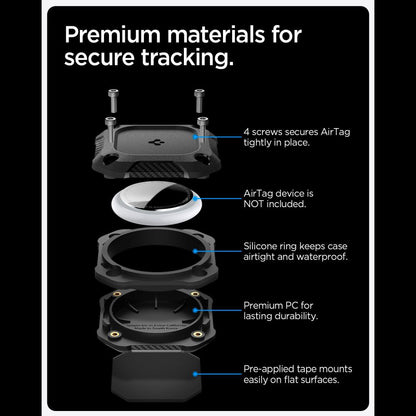 Waterdichte Spigen Tough Armor Hoes voor Apple AirTag, Zwart ACS09781