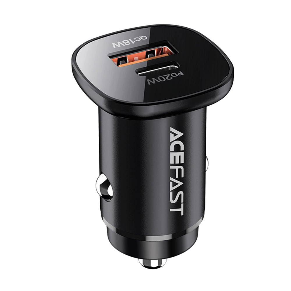 Auto-oplader Acefast B1, 38W, 3A, 1 x USB-A - 1 x USB-C, Zwart