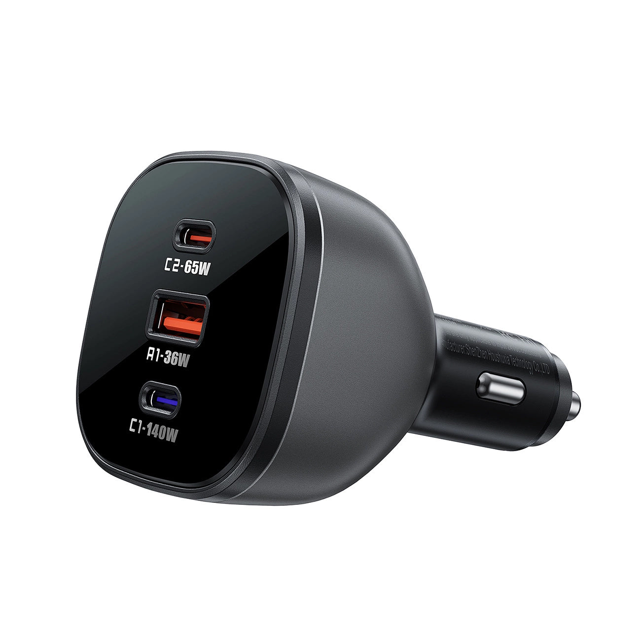 Auto-oplader Acefast B14, 165W, 5A, 1 x USB-A - 2 x USB-C, Zwart