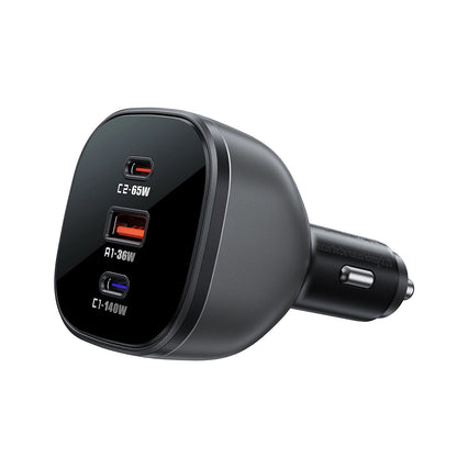 Auto-oplader Acefast B14, 165W, 5A, 1 x USB-A - 2 x USB-C, Zwart