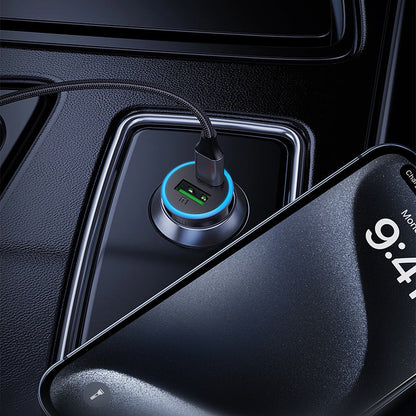 Auto-oplader Acefast B15, 65W, 3.25A, 1 X USB-A - 1 x USB-C, Grijs