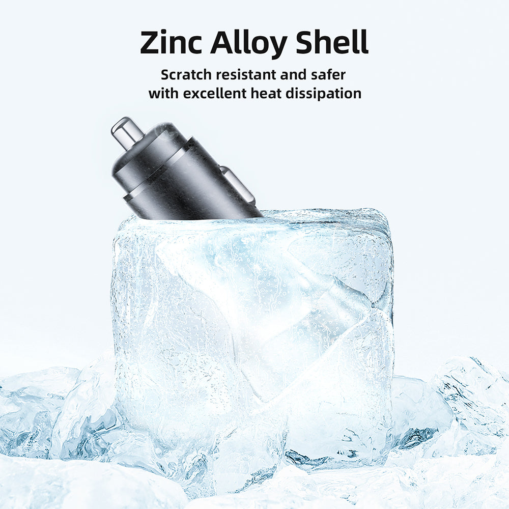 Auto Oplader Acefast B2, 72W, 3A, 2 x USB-C, Zwart