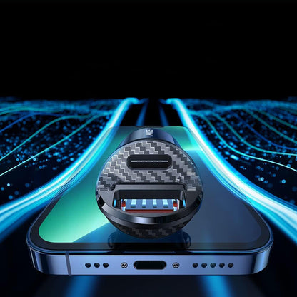 Ainope Auto Oplader, 30W, 5A, 1 x USB-A - 1 x USB-C, Zwart