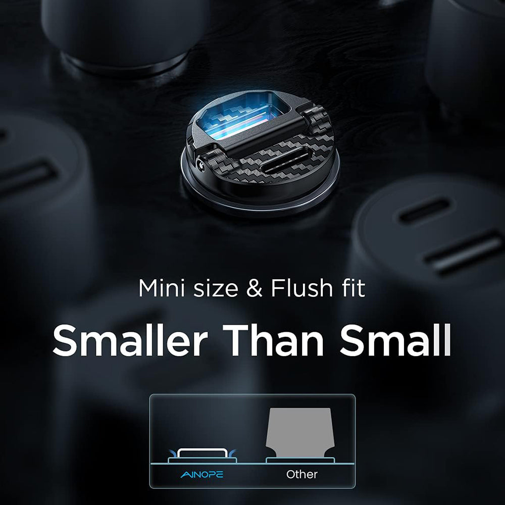 Ainope Auto Oplader, 30W, 5A, 1 x USB-A - 1 x USB-C, Zwart