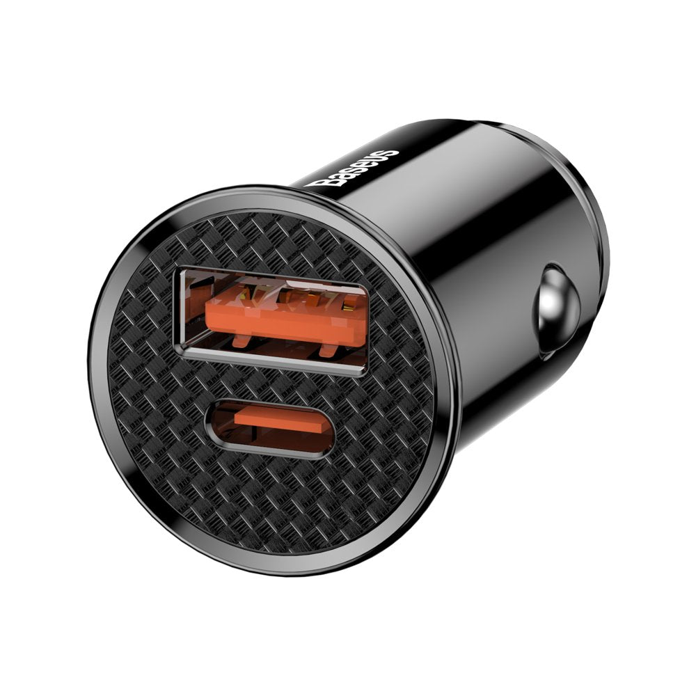 Baseus Car Charger, 30W, 3A, 1 x USB-A - 1 x USB-C, Black CCALL-YS01