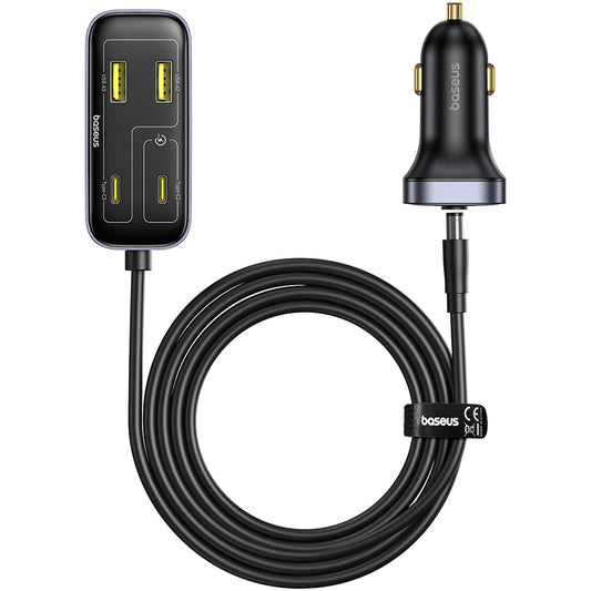Auto-oplader Baseus BackseatPal L1, 110W, 3A, 3 x USB-A - 3 x USB-C, Zwart C00081100121-00
