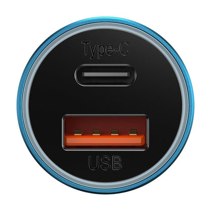 Autolader Baseus Golden Contactor Max, 60W, 3A, 1 x USB-A - 1 x USB-C, Blauw CGJM000103 