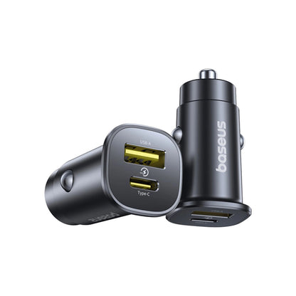 Auto-oplader Baseus GoTrip, 30W, 3A, 1 x USB-A - 1 x USB-C, Zwart