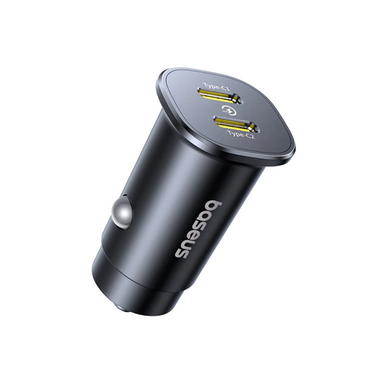 Auto-oplader Baseus GoTrip, 30W, 3A, 2 x USB-C, Zwart