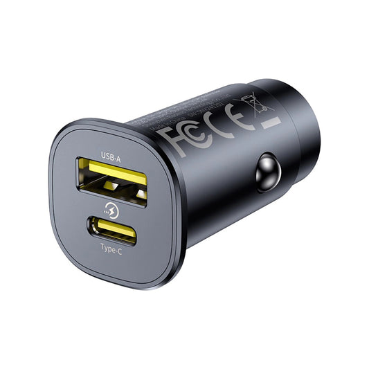 Auto-oplader Baseus GoTrip, 30W, 3A, 1 x USB-A - 1 x USB-C, Zwart