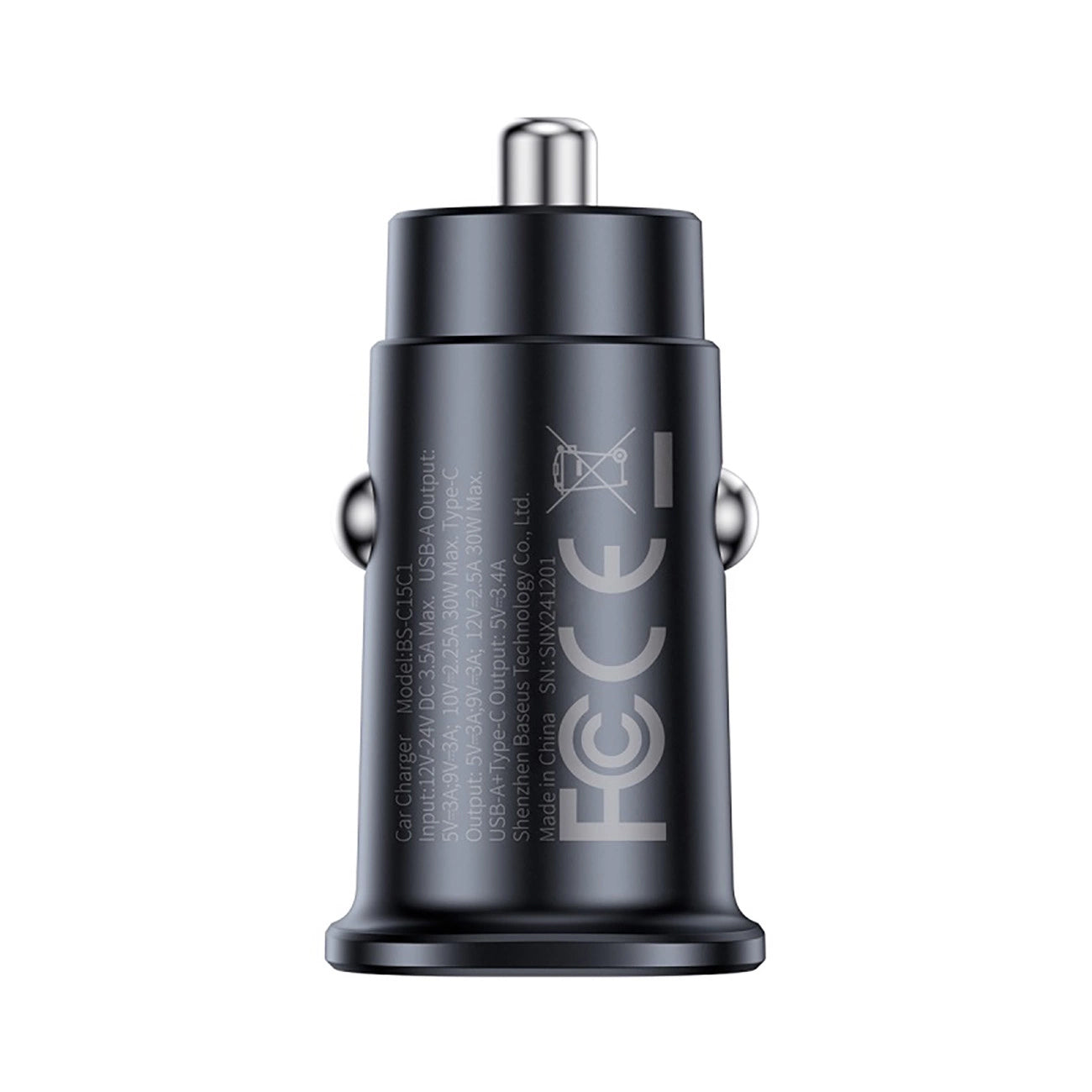Auto-oplader Baseus GoTrip, 30W, 3A, 1 x USB-A - 1 x USB-C, Zwart