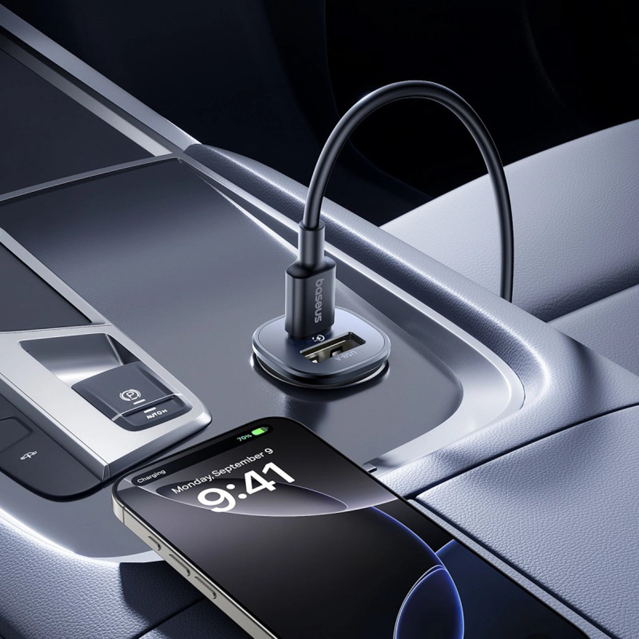 Auto-oplader Baseus GoTrip, 30W, 3A, 1 x USB-A - 1 x USB-C, Zwart