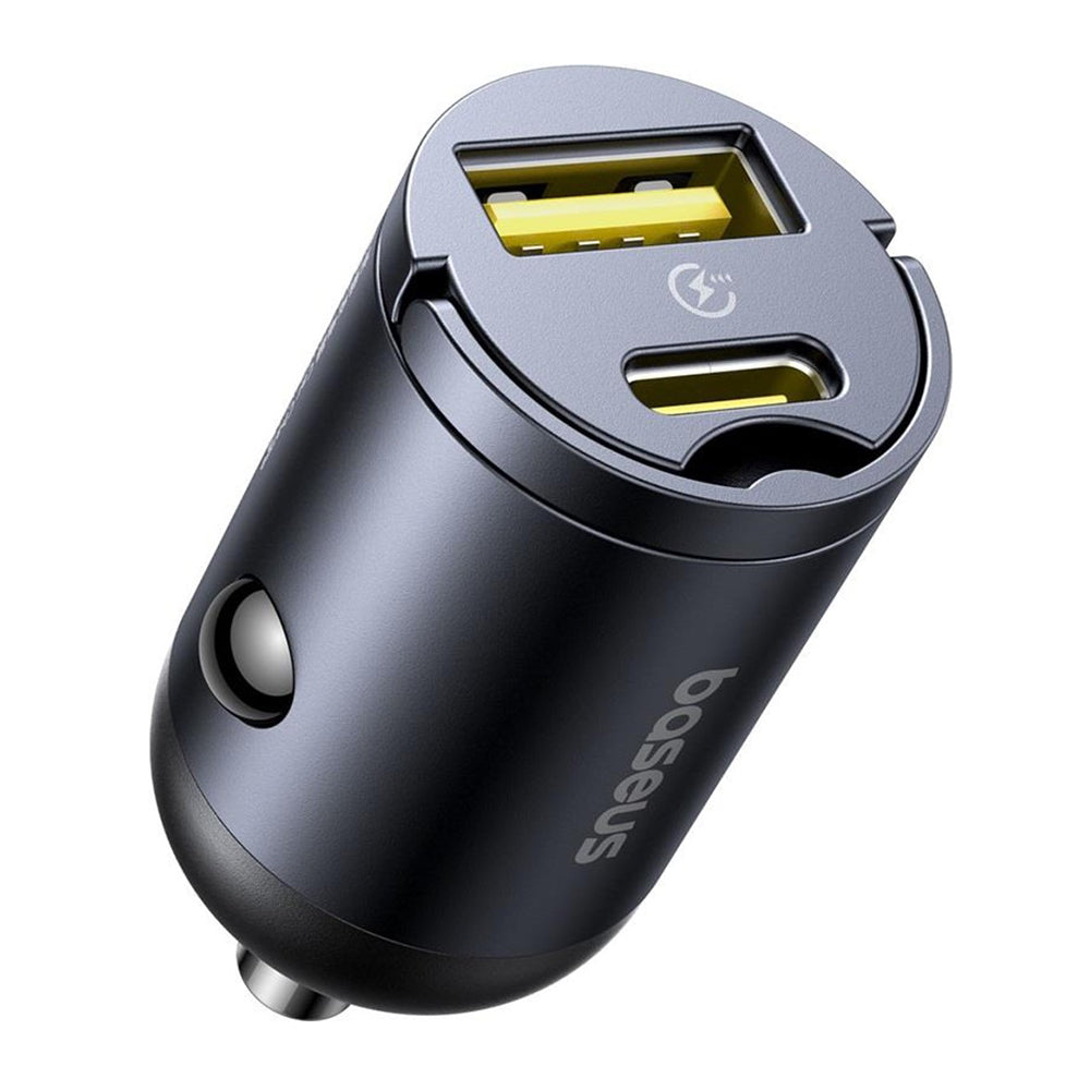 Baseus Tiny Star Auto-oplader, 30W, 3A, 1 x USB-A - 1 x USB-C, Zwart C00035001121-02