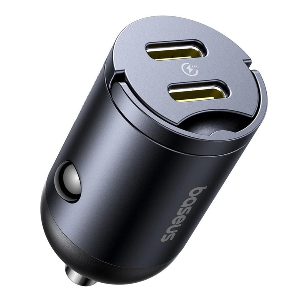 Baseus Tiny Star Auto-oplader, 30W, 3A, 2 x USB-C, Zwart C00035001121-03