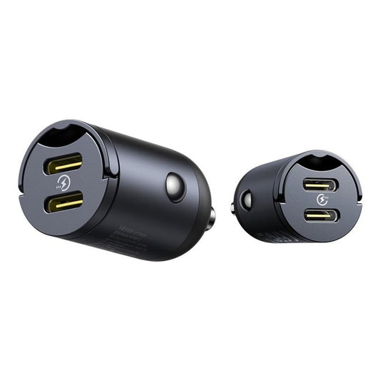 Baseus Tiny Star Auto-oplader, 30W, 3A, 2 x USB-C, Zwart C00035001121-03
