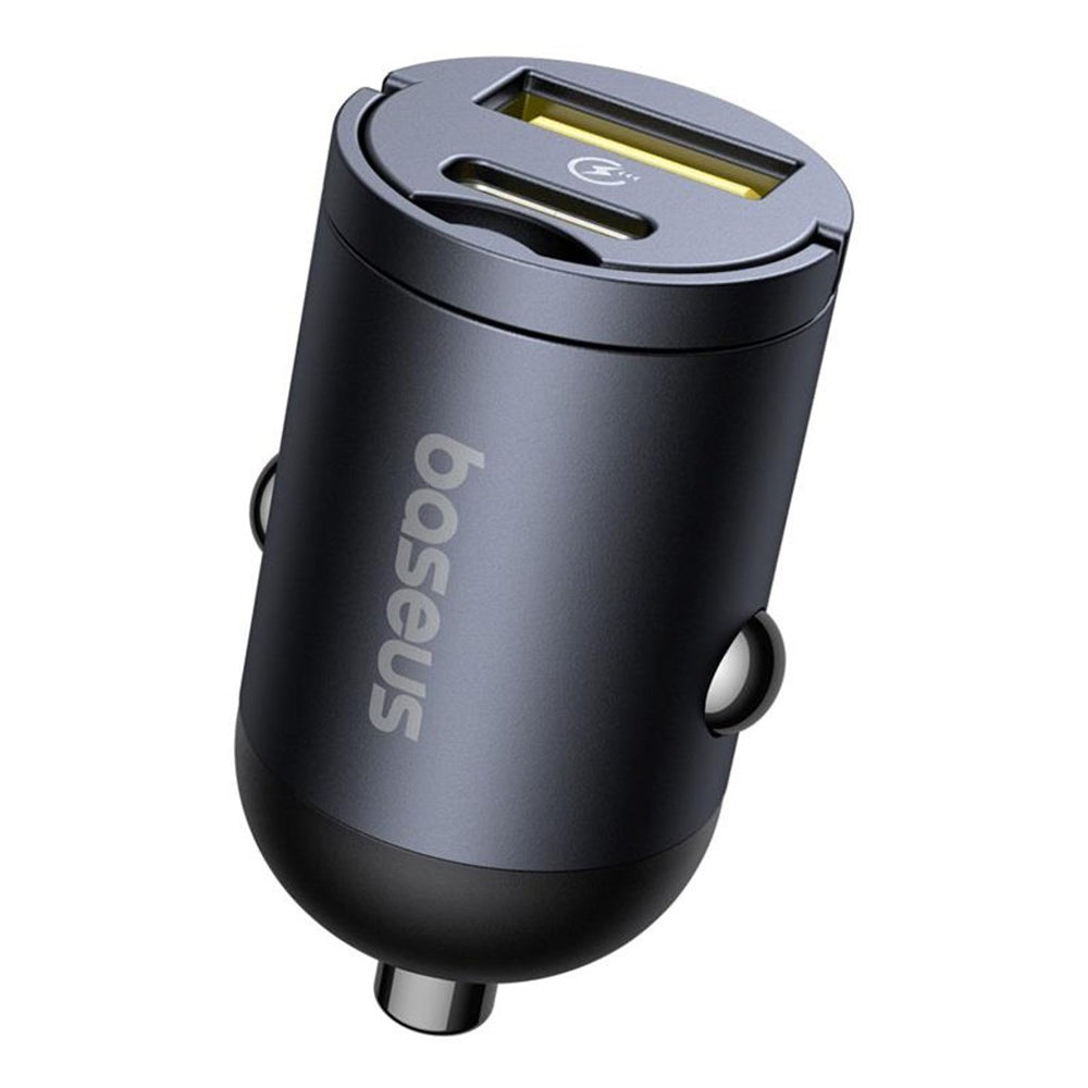 Baseus Tiny Star Auto-oplader, 30W, 3A, 1 x USB-A - 1 x USB-C, Zwart C00035001121-02