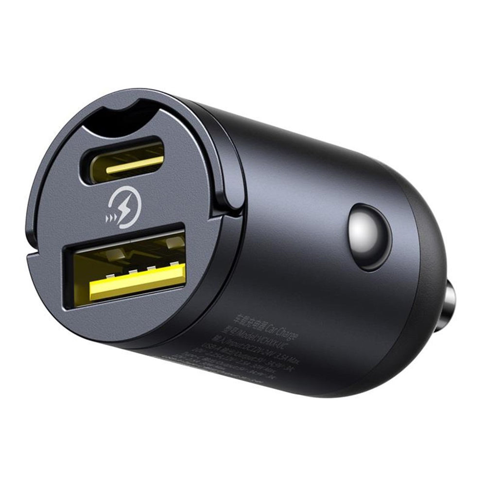 Baseus Tiny Star Auto-oplader, 30W, 3A, 1 x USB-A - 1 x USB-C, Zwart C00035001121-02