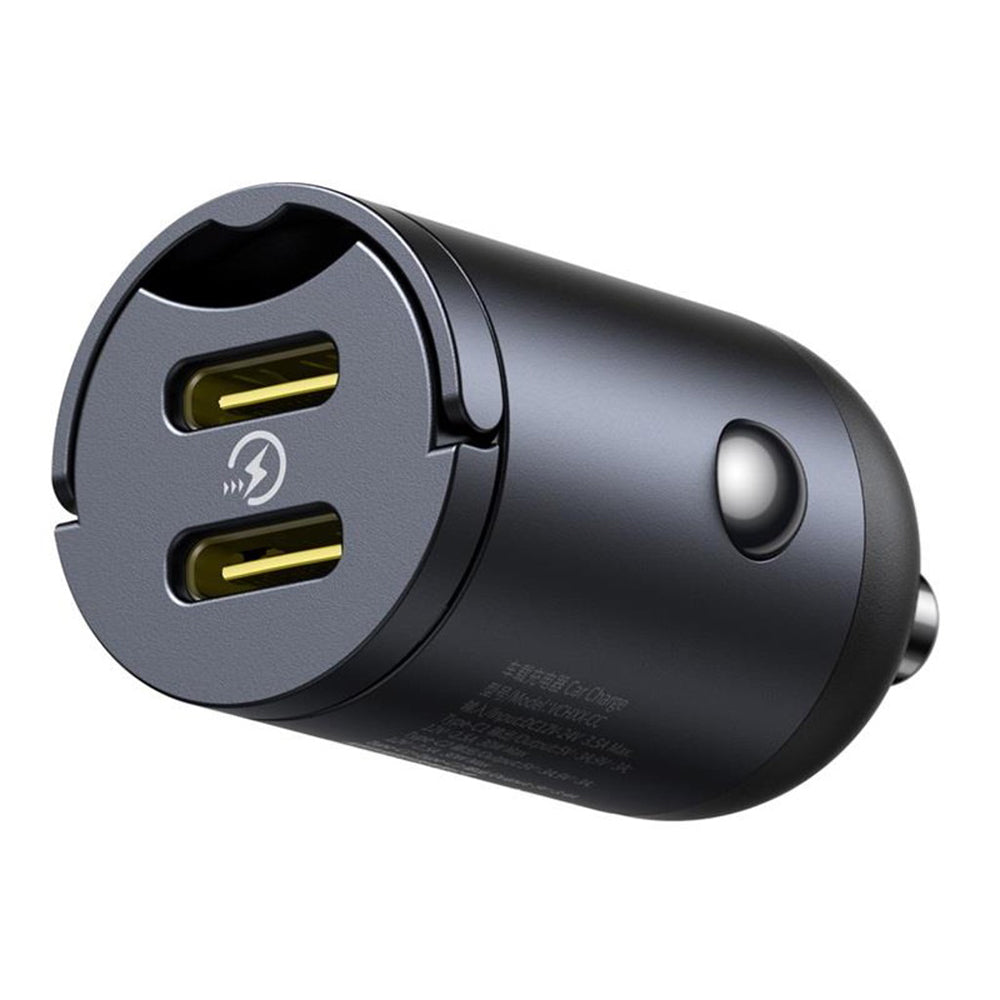 Baseus Tiny Star Auto-oplader, 30W, 3A, 2 x USB-C, Zwart C00035001121-03