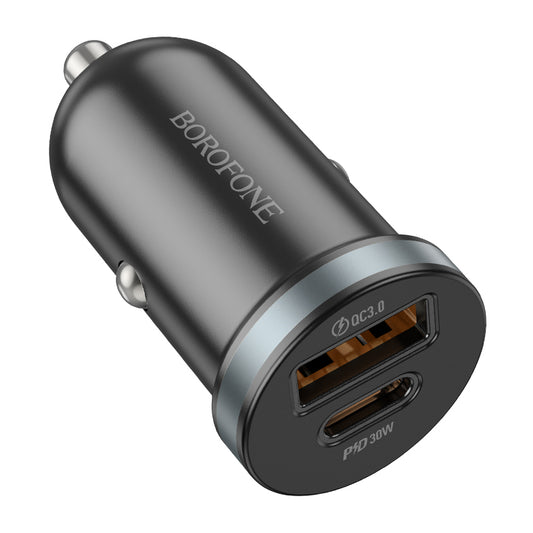 Car Charger Borofone BZ22 Scenery, 30W, 3A, 1 x USB-A - 1 x USB-C, Black 