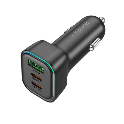 Borofone BZ28C Trophie Car Charger, 60W, 3A, 1 x USB-A, 2 x USB-C, Black