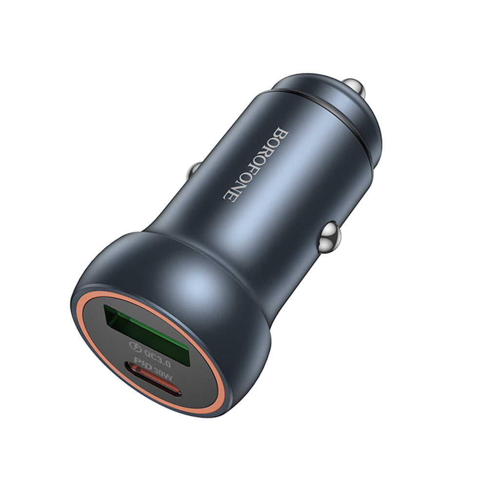 Auto-oplader Borofone BZ32A Fresh, 30W, 3A, 1 x USB-A - 1 x USB-C, Grijs