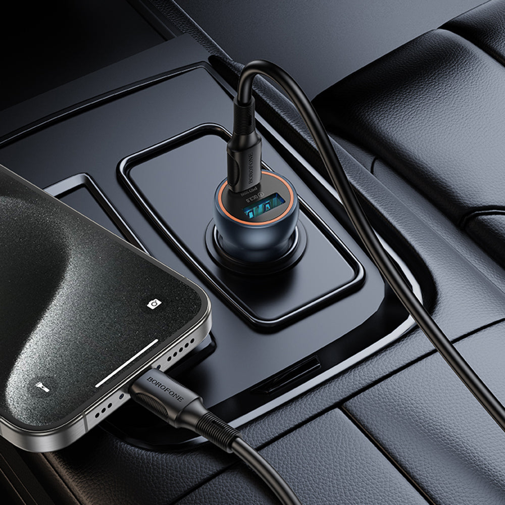 Auto-oplader Borofone BZ32A Fresh, 30W, 3A, 1 x USB-A - 1 x USB-C, Grijs