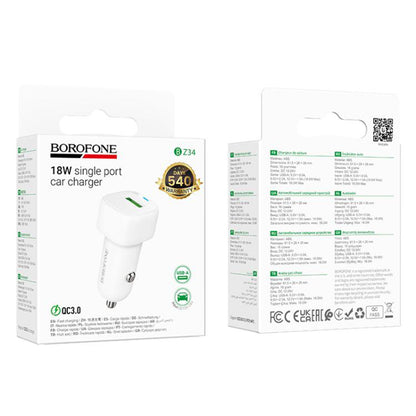 Auto-oplader Borofone BZ34 Cloud, 18W, 3A, 1 x USB-A, Wit