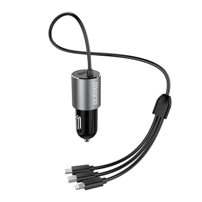 Autolader met Lightning / microUSB / USB-C-kabel Dudao R5ProN, 17W, 3.4A, 1 x USB-A, Zwart
