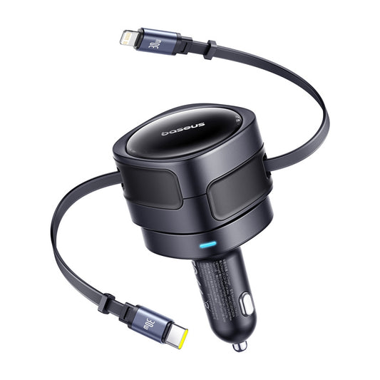 Auto-oplader met USB-C / Lightning-kabel Baseus Enjoyment Max, 60W, 3A, Zwart C00035507121-00