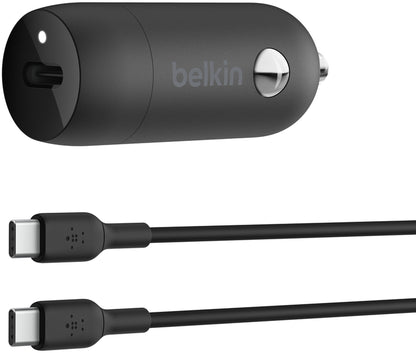 Autolader met USB-C-kabel Belkin BoostCharge, 30W, 3A, 1 x USB-C, Zwart CCA004bt1MBK-B6