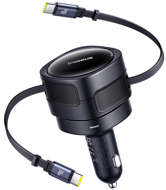 Baseus Enjoyment Max-autolader met USB-C-kabel, 60 W, zwart C00035507121-01
