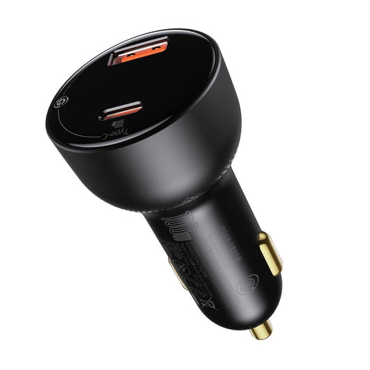 Auto-oplader met USB-C kabel Baseus Superme, 100W, 5A, 1 x USB-A - 1 x USB-C, Zwart TZCCZX-01