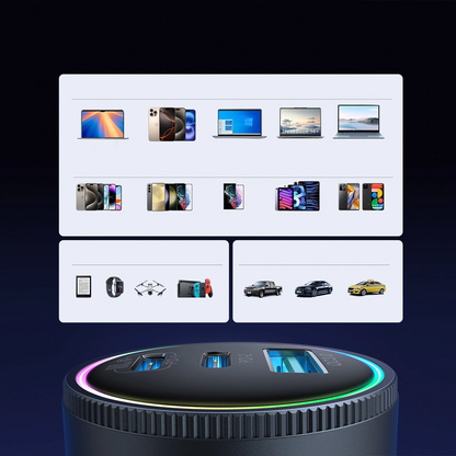 Autolader met USB-C Kabel Joyroom JR-CCN07, 145W, 5A, 1 x USB-A - 2 x USB-C, Gri