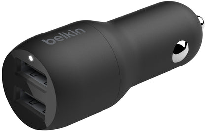 Autolader met Lightning-kabel Belkin BoostCharge Dual, 24W, 2.4A, 2 x USB-A, Zwart CCD001bt1MBK