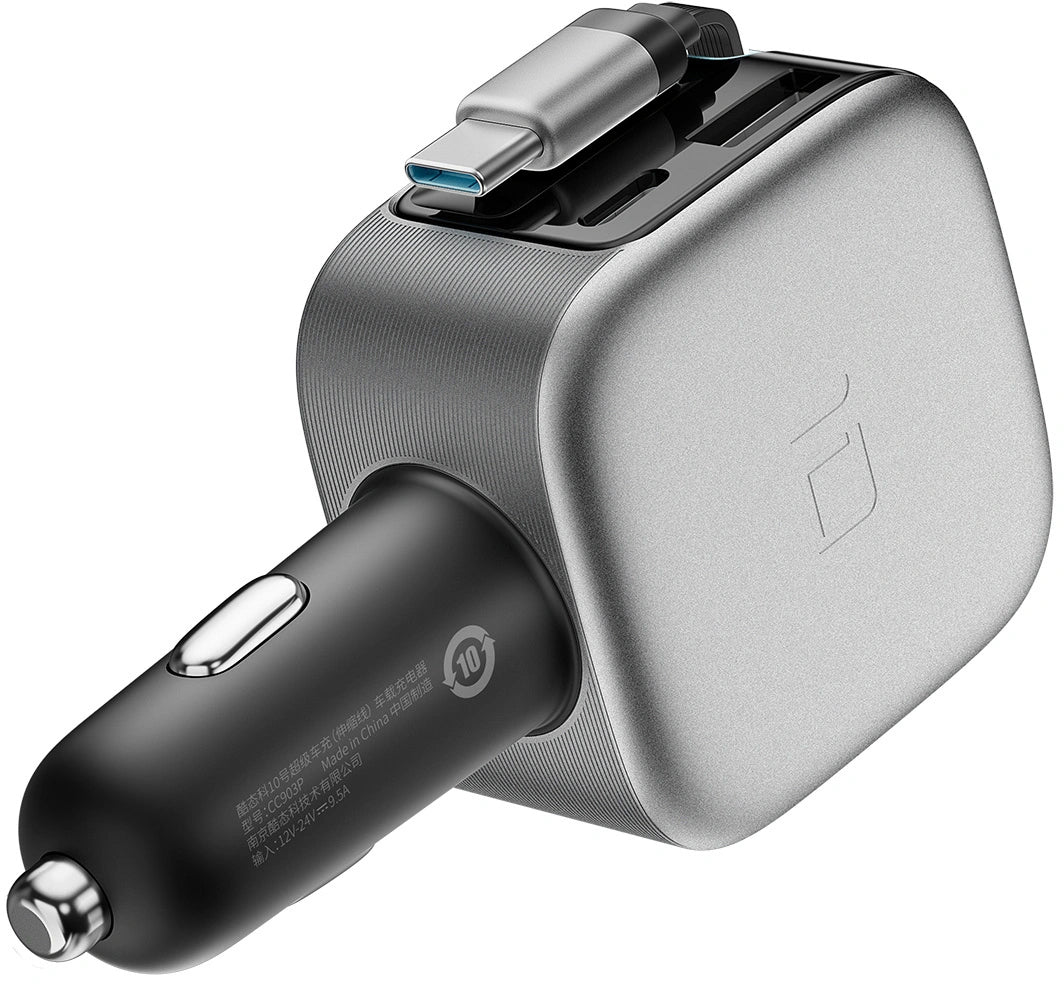 Autolader met USB-C-kabel Cuktech CC903P Display, 100W, 5A, 1 x USB-A - 1 x USB-C, Grijs