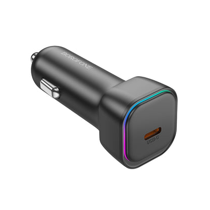 Borofone BZ28 Trophie Car Charger With Lightning Cable, 30W, 3A, 1 x USB-C, Black