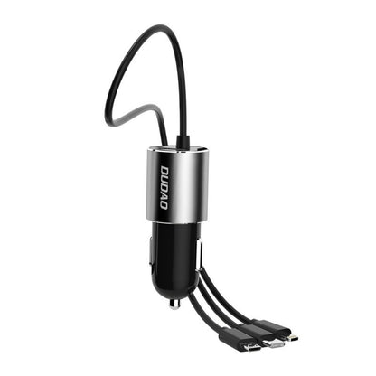 Autolader met Lightning / microUSB / USB-C-kabel Dudao R5ProN, 17W, 3.4A, 1 x USB-A, Zwart