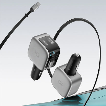 Autolader met USB-C-kabel Cuktech CC903P Display, 100W, 5A, 1 x USB-A - 1 x USB-C, Grijs