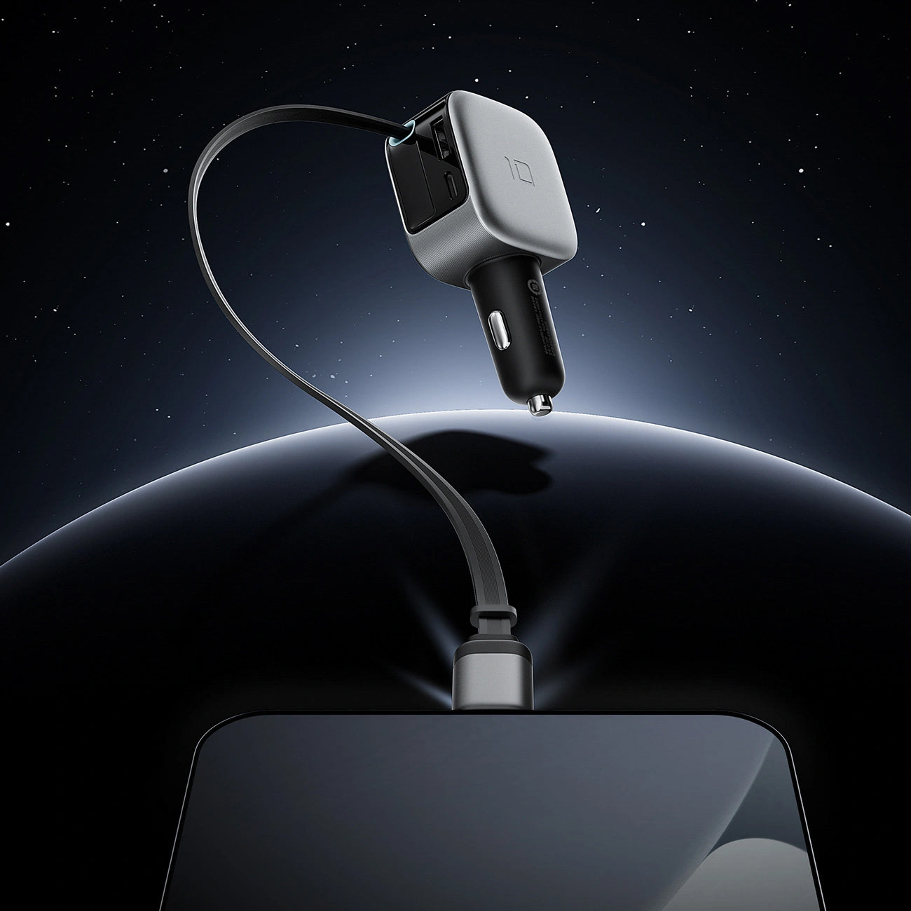 Autolader met USB-C-kabel Cuktech CC903P Display, 100W, 5A, 1 x USB-A - 1 x USB-C, Grijs