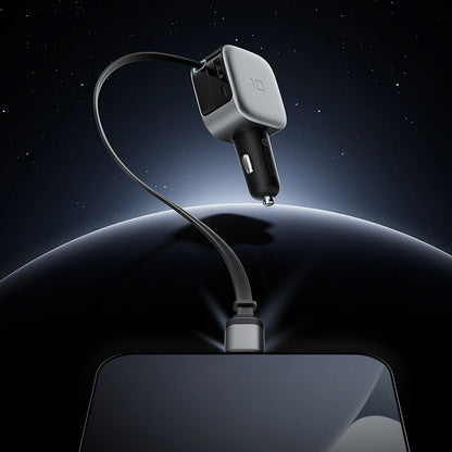 Autolader met USB-C-kabel Cuktech CC903P Display, 100W, 5A, 1 x USB-A - 1 x USB-C, Grijs