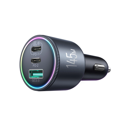 Autolader met USB-C Kabel Joyroom JR-CCN07, 145W, 5A, 1 x USB-A - 2 x USB-C, Gri