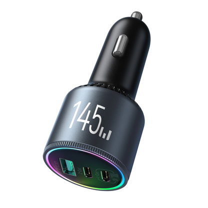 Autolader met USB-C Kabel Joyroom JR-CCN07, 145W, 5A, 1 x USB-A - 2 x USB-C, Gri