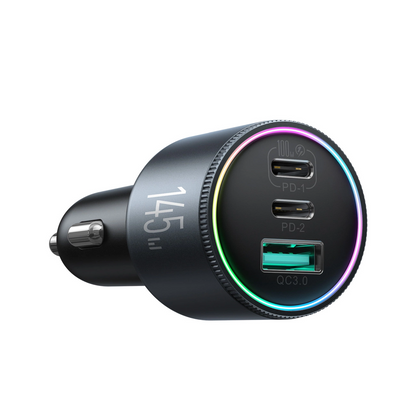 Autolader met USB-C Kabel Joyroom JR-CCN07, 145W, 5A, 1 x USB-A - 2 x USB-C, Gri