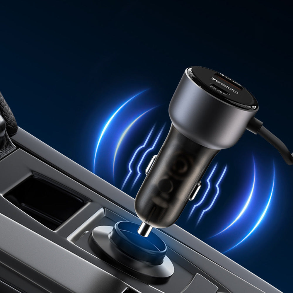 Autolader met Lightning Kabel Yesido Y57, 50W, 3A, 1 x USB-A - 1 x USB-C, Zwart