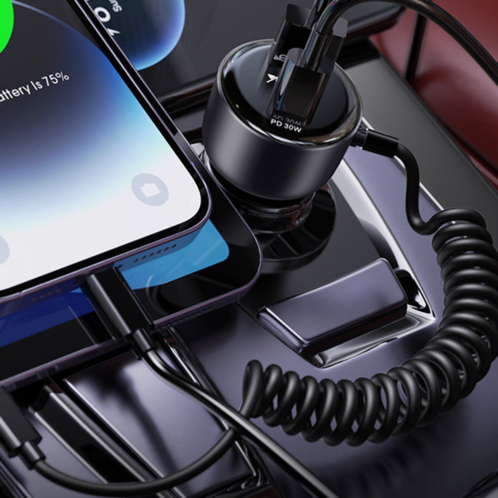 Autolader met Lightning Kabel Yesido Y57, 50W, 3A, 1 x USB-A - 1 x USB-C, Zwart