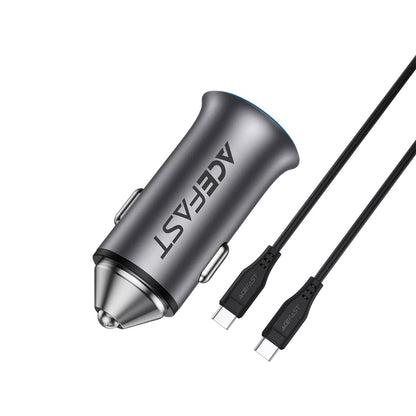 Auto-oplader met USB-C-kabel Acefast B16, 95W, 3.25A, 1 x USB-A - 1 x USB-C, Grijs