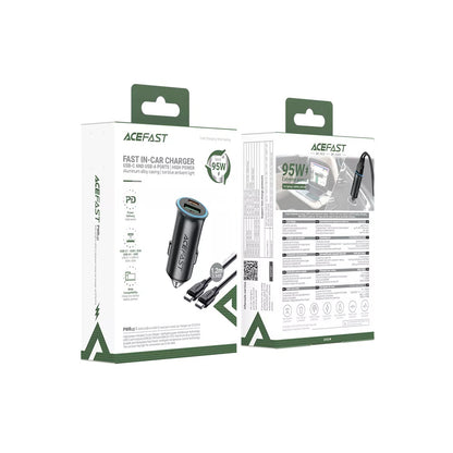 Auto-oplader met USB-C-kabel Acefast B16, 95W, 3.25A, 1 x USB-A - 1 x USB-C, Grijs