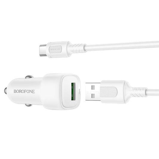Auto-oplader met USB-C Kabel Borofone BZ34 Cloud, 18W, 3A, 1 x USB-A, Wit