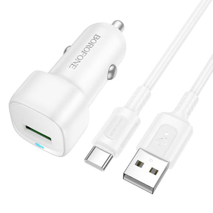 Auto-oplader met USB-C Kabel Borofone BZ34 Cloud, 18W, 3A, 1 x USB-A, Wit